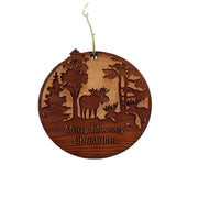 Merry Moosey Christmas - Cedar Ornament