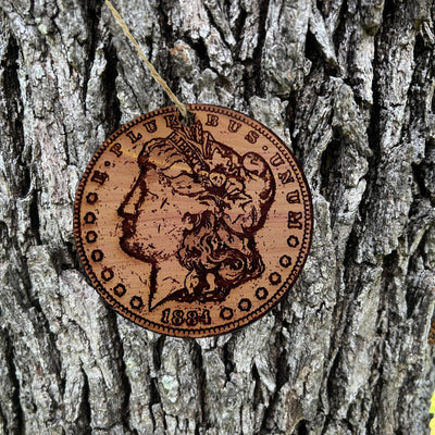 Morgan Dollar - Cedar Ornament