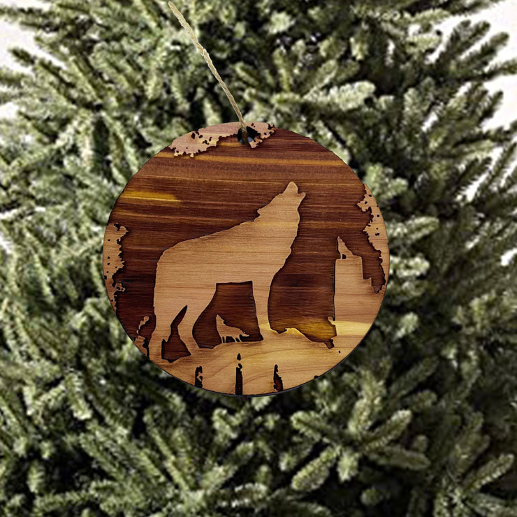 Mountain Wolves - Cedar Ornament