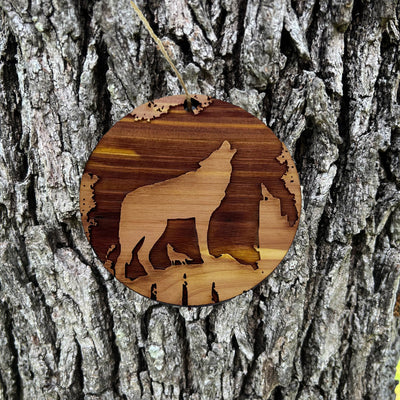 Mountain Wolves - Cedar Ornament