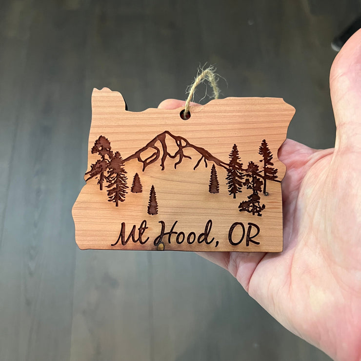 Mt Hood Oregon - Cedar Ornament