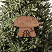 Mushroom House - Cedar Ornament