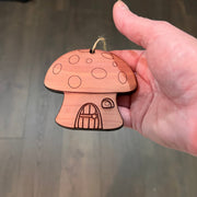 Mushroom House - Cedar Ornament