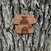 Mushroom House Worlds Most Awesome Godmother - Cedar Ornament