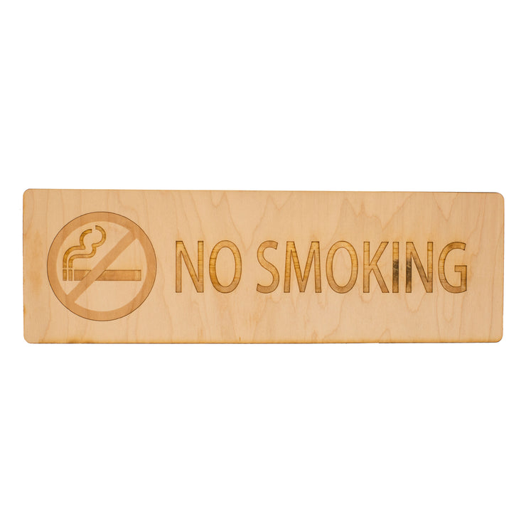 No Smoking Sign Raw Wood 11x3.5