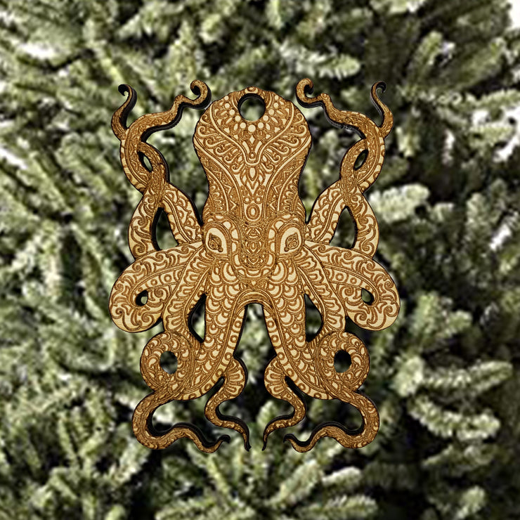 Ornament - Octopus - Raw Wood
