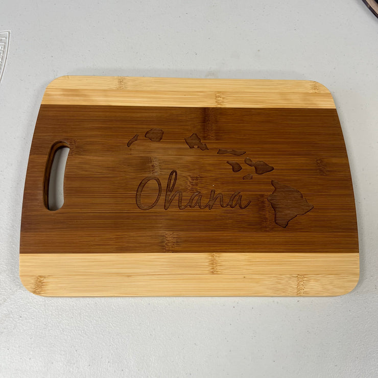 Ohana (family) Hawaii Cutting Board 14''x9.5''x.5'' Bamboo