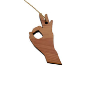 Ok Sign Language Hand - Cedar Ornament
