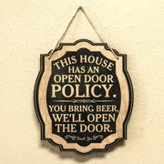 Open Door Policy - Black Door Sign 8x9.5in