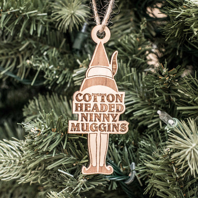 Ornament - Cotton Headed Ninny Muggins - Raw Wood 2x4in