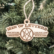 Ornament - Men of Letters - Raw Wood 4x2in