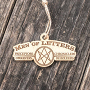 Ornament - Men of Letters - Raw Wood 4x2in