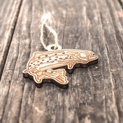 Ornament - Trout - Raw Wood 3x3in