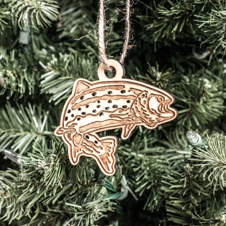 Ornament - Trout - Raw Wood 3x3in