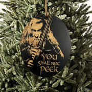 Ornament - You Shall Not Peek - Black Painted Wood 4x3in