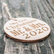 Ornament - 2020 Our First Christmas as Mr and Mrs - Raw Wood 3x3in