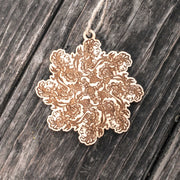 Ornament - Aztec Snowflake- Raw Wood 4x4in