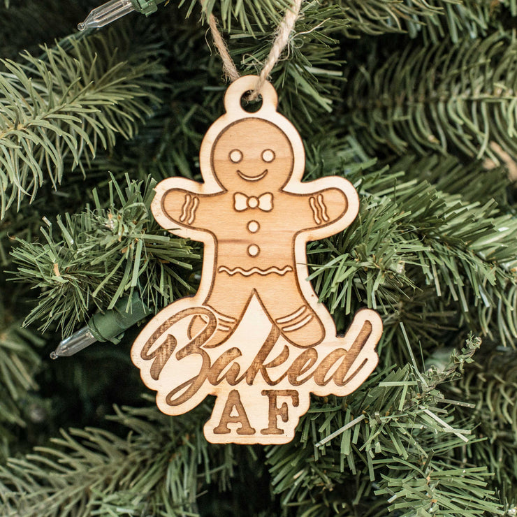 Ornament - Baked AF - Raw Wood 3x4in