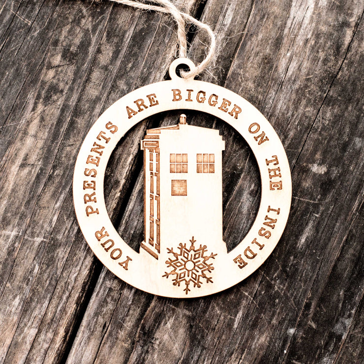 Ornament - Bigger on the Inside - Raw Wood 3x3in
