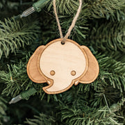 Ornament - Cute Elephant - Raw Wood 3x2in