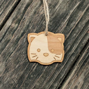 Ornament - Cute Kitten - Raw Wood 3x2in