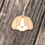 Ornament - Cute Puppy - Raw Wood 3x2in