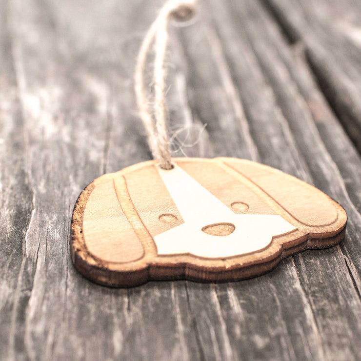 Ornament - Cute Puppy - Raw Wood 3x2in