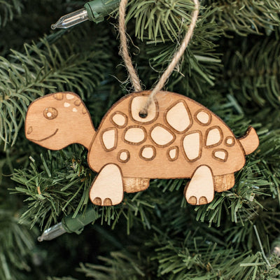 Ornament - Cute Turtle - Raw Wood 4x2in