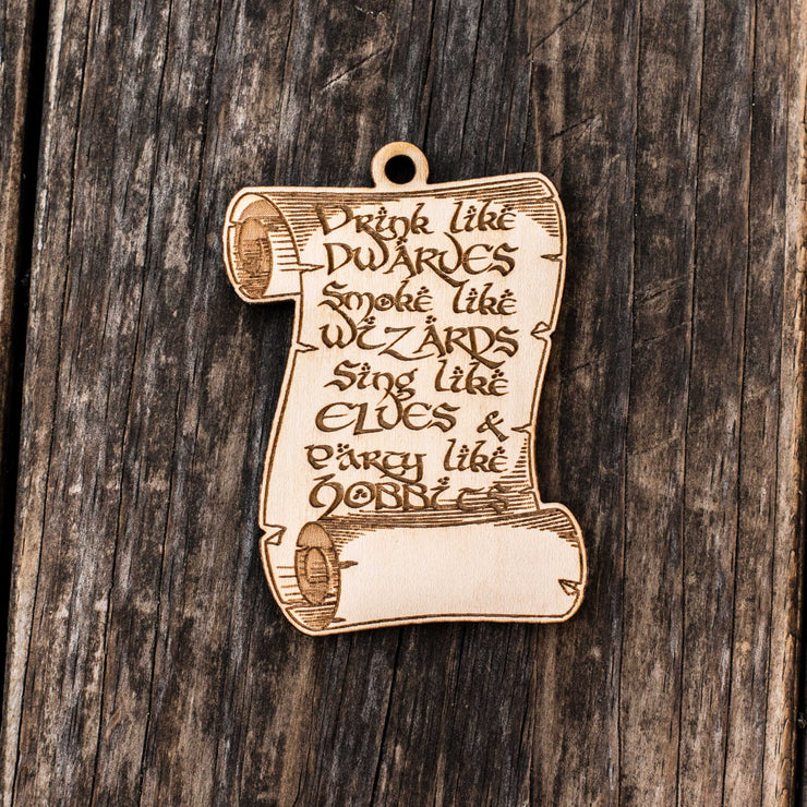 Ornament - Fantasy Rules - Raw Wood 3x3in