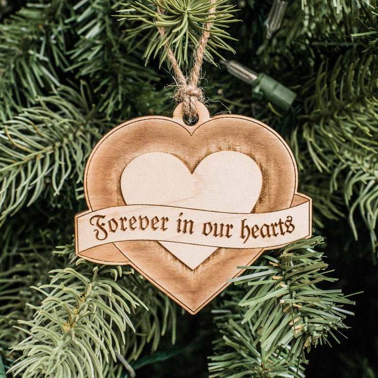 Ornament - Forever in our Hearts - Raw Wood 3x3in