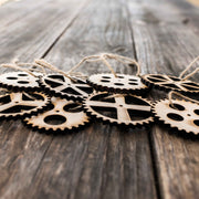 Ornament - Gears Set of 8 - Raw Wood 3x3in