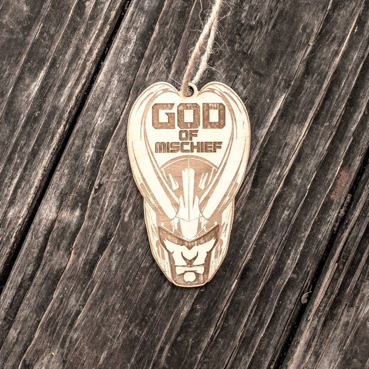 Ornament - God of Mischief - Raw Wood 2x4in