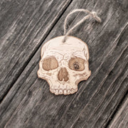 Ornament - Half Skull - Raw Wood 3x3in