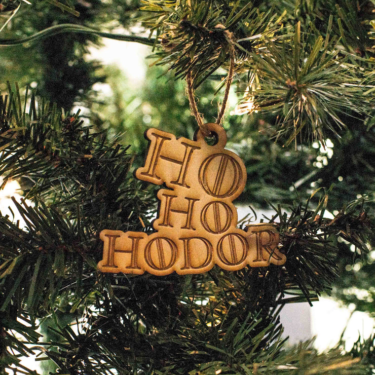 Ornament - Ho Ho Hodor Raw Wood 3x4in