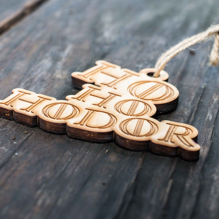 Ornament - Ho Ho Hodor Raw Wood 3x4in