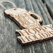 Ornament - Hoppy Holidays - Raw Wood 3x4in