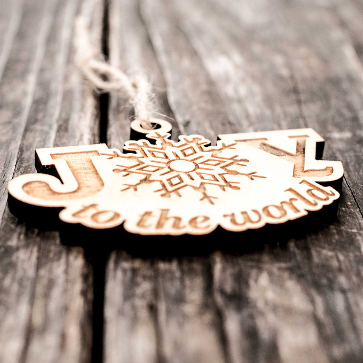 Ornament - Joy to the World - Raw Wood 2x4in