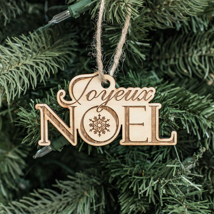 Ornament - Joyeux Noel - Raw Wood 4x2in