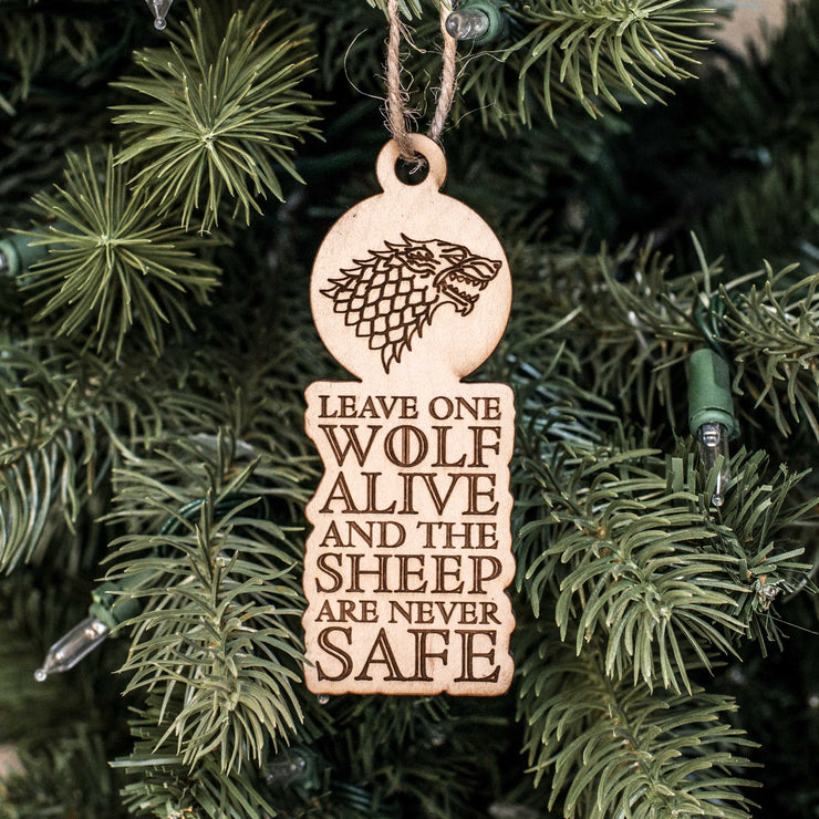 Ornament - Leave One Wolf Alive - Raw Wood 2x4in