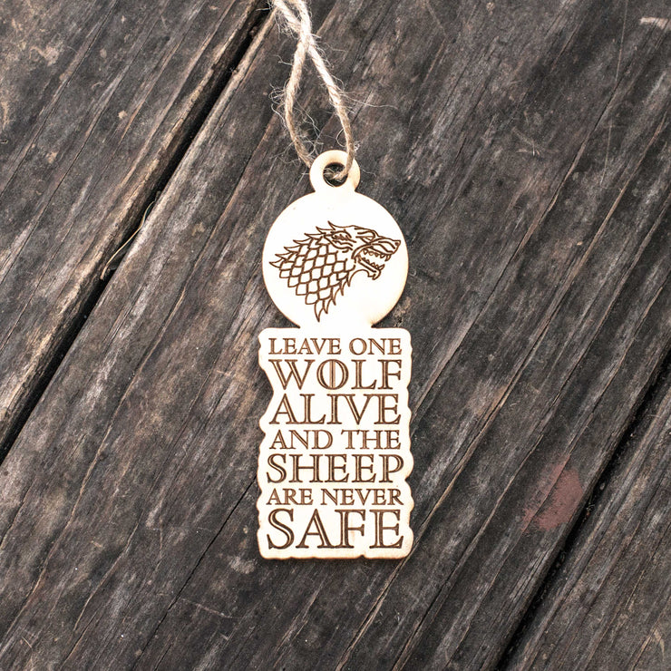 Ornament - Leave One Wolf Alive - Raw Wood 2x4in