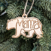 Ornament - Mama Bear - Raw Wood 4x2in