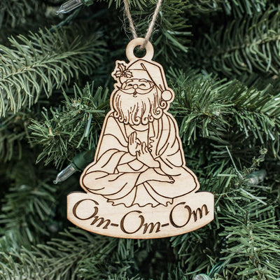 Ornament - Om Om Om - Raw Wood 4x3in