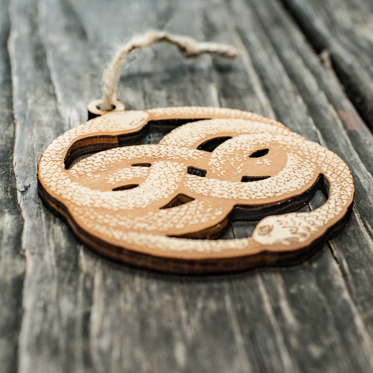 Ornament - Ouroboros - Raw Wood 4x3in