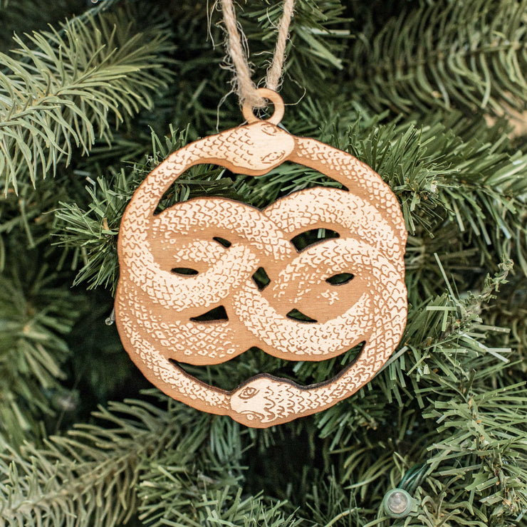 Ornament - Ouroboros - Raw Wood 4x3in