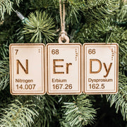 Ornament - Periodic Table Nerdy - Raw Wood 3x5in