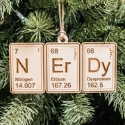 Ornament - Periodic Table Nerdy - Raw Wood 3x5in