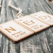 Ornament - Periodic Table Nerdy - Raw Wood 3x5in