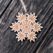 Ornament - Pot Snowflake - Raw Wood 3x3in