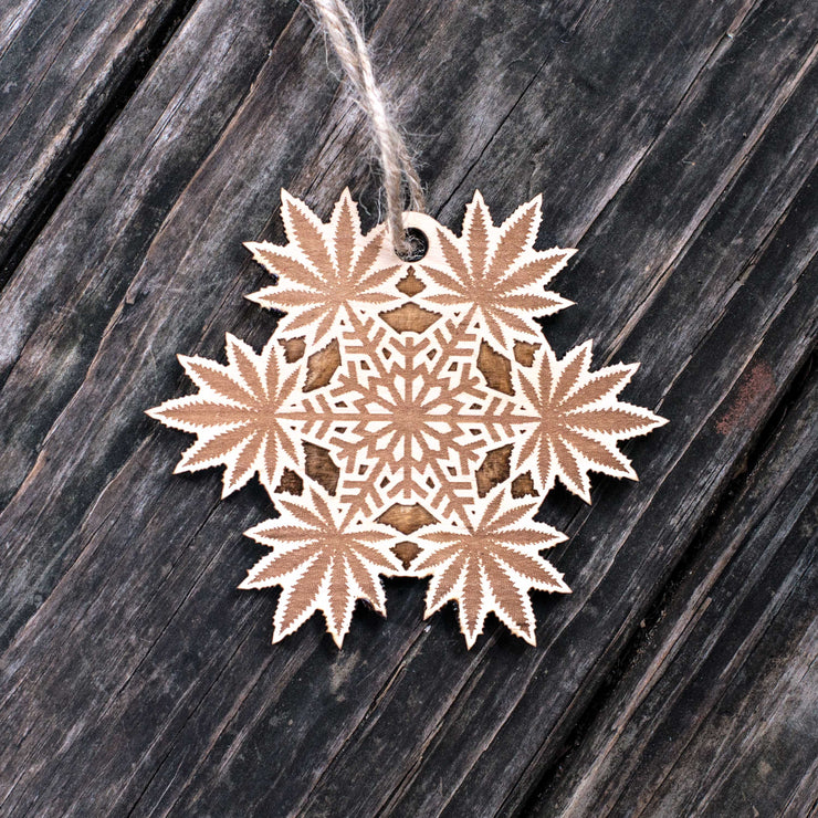 Ornament - Pot Snowflake - Raw Wood 3x3in