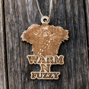 Ornament - Warm N Fuzzy - Raw Wood 3x4in